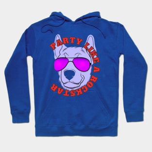 Party Like a Rockstar Dog Synthwave Retro Hoodie